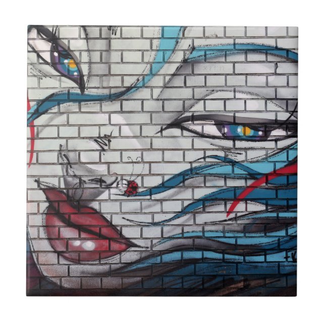 Azulejo Grafiti de chica asiática (Frente)