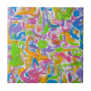 Azulejo Grafiti de neón - Pinceladas abstractas pintadas a