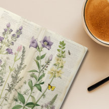 Gran acuarela vintage de flores silvestres natural