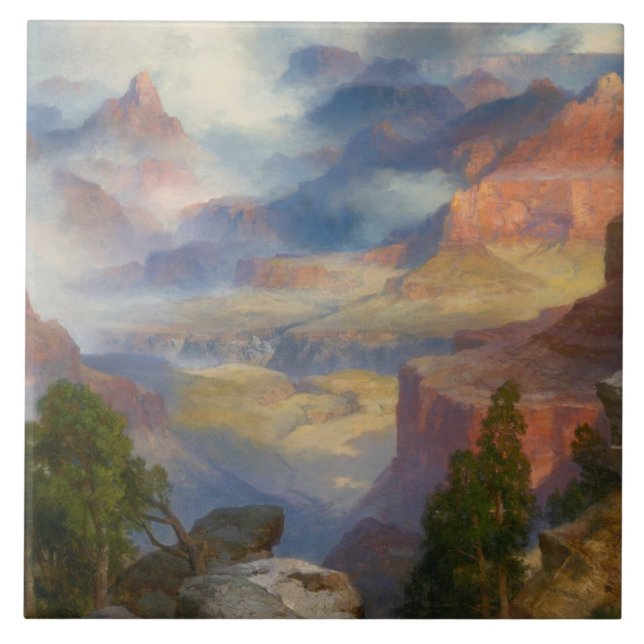 Azulejo Gran Cañón en niebla (por Thomas Moran) (Frente)