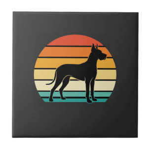 Azulejo Gran Danés Silueta de Perro Atardecer Retro