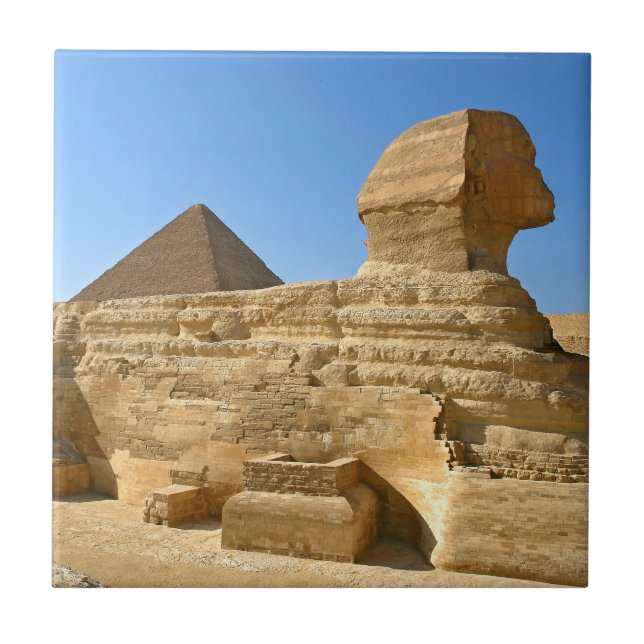 Azulejo Gran Esfinge de Giza con pirámide de Khafre - Egip (Frente)