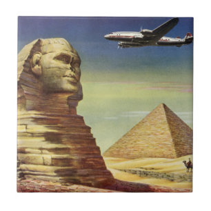 Azulejo Gran Esfinge de Giza vintage, Pirámides de Egipto