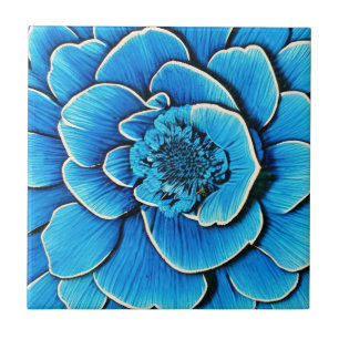 Azulejo Gran Flor de Camelia Azul