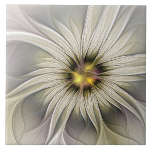 Azulejo Gran Flor de Marfil, Arte Fractal Moderno Abstract