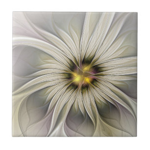 Azulejo Gran Flor de Marfil, Arte Fractal Moderno Abstract