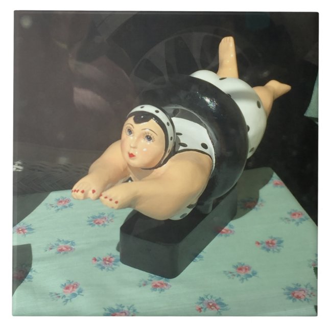 Azulejo gran foto única de azulejos, nadador de cerámica! (Frente)