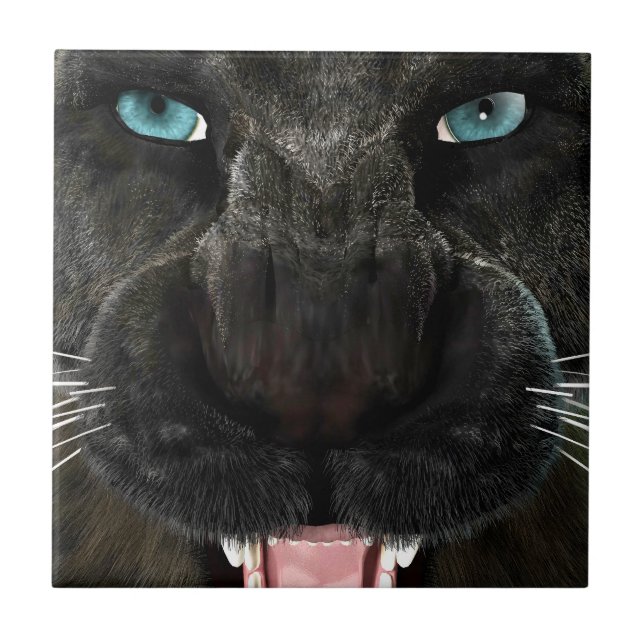 Azulejo Gran Gato Pantera Negra (Frente)