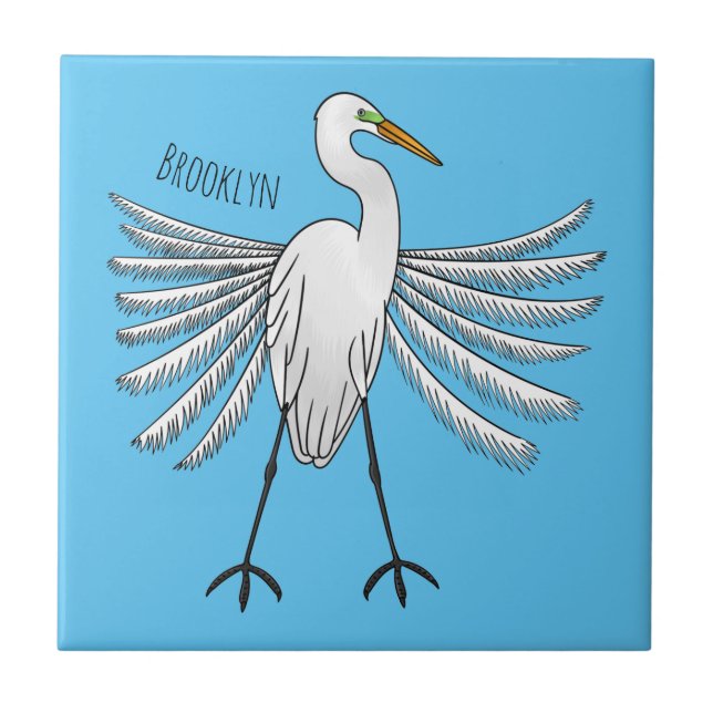 Azulejo Gran ilustracion de personalizado de aves de garga (Frente)