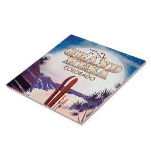 Azulejo gran mesa, cartel de esquí de Colorado.