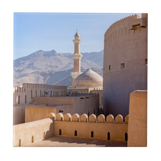 Azulejo Gran mezquita y minarete en Nizwa - Omán (Frente)
