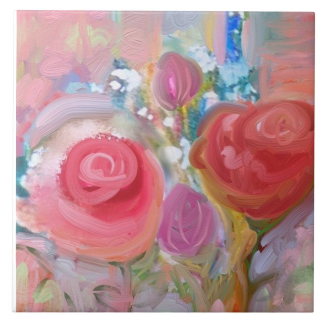 Azulejo Gran mosaico cerámico, espléndida floral original (Frente)