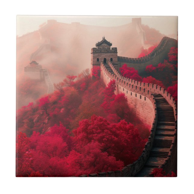 Azulejo Gran Muralla de China en otoño - Rojo escénico (Frente)