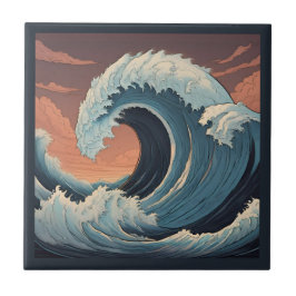 Azulejo Gran ola de tsunami
