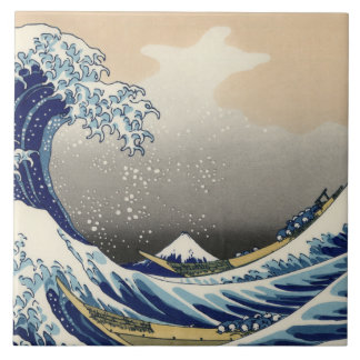 Azulejo Gran ola frente al mar de Kanagawa y Monte Fuji Ja