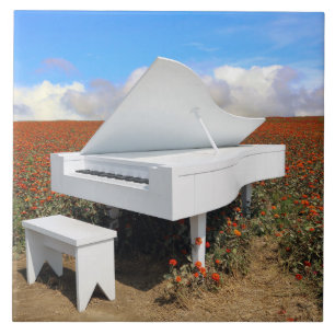 Azulejo Gran piano en el campo de zinnia