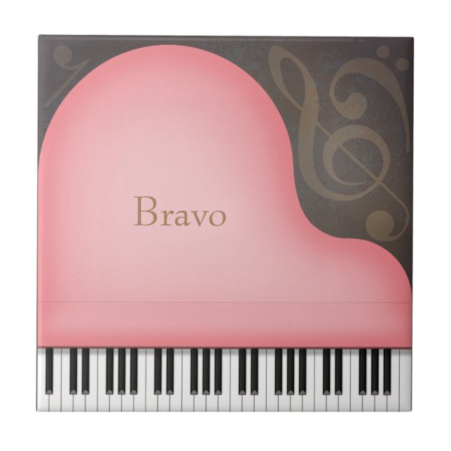 Azulejo Gran Piano Rosa Personalizado Música Romántica (Frente)
