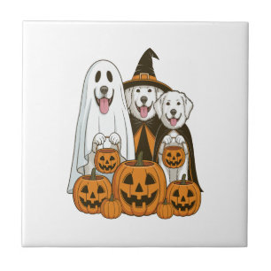 Azulejo Gran Pirineo Perro Bruja Fantasma Halloween Combin