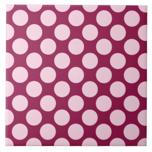 Azulejo Gran punto retro - burdeos y cáscara rosa