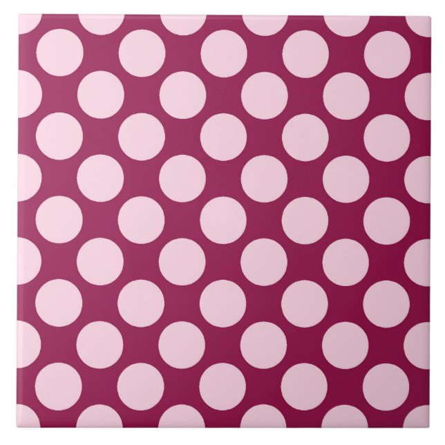 Azulejo Gran punto retro - burdeos y cáscara rosa (Frente)