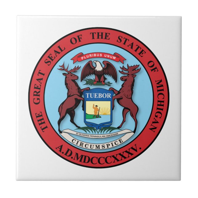 Azulejo Gran Sello del Estado de Michigan (Frente)