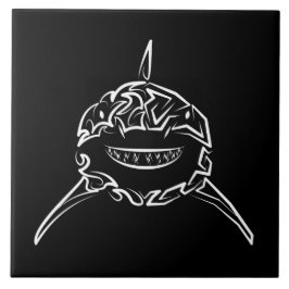 Azulejo Gran tiburón blanco y negro tribal