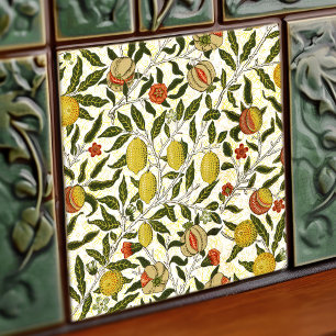 Azulejo Granadas Limones Patrón Antiguo William Morris