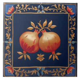 Azulejo Granadas rosadas rojas Granadas azules y doradas