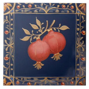 Azulejo Granadas rosadas rojas Granadas azules y doradas