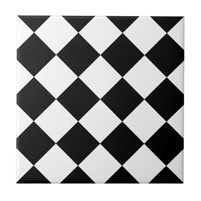 Azulejo Grande a cuadros de Diag - blanco y negro (Frente)