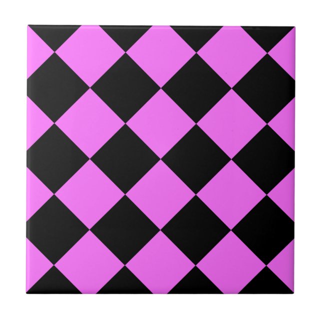Azulejo Grande a cuadros de Diag - negro y ultra rosa (Frente)