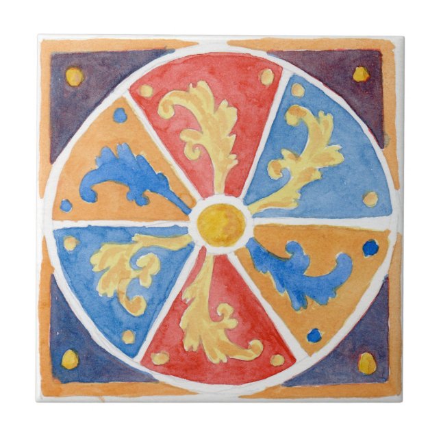 Azulejo grande de cerámica estilo siciliano "Erice (Frente)