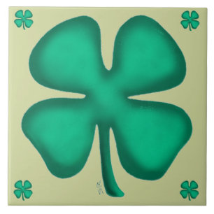 Azulejo grande verde Lucky 4 Leaf Irish Clover 5 l