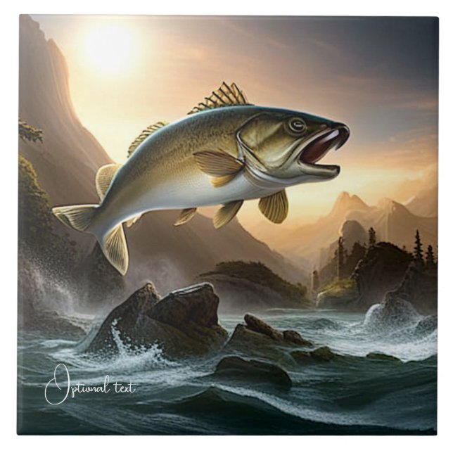 Azulejo Grandes saltos de peces en rápidos (Frente)