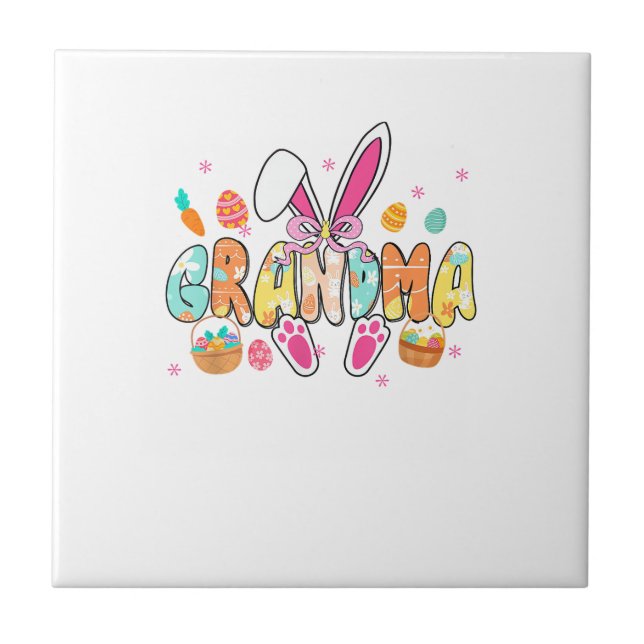 Azulejo Grandma Easter Grandma Coquette Bunny Ears Eggs Ba (Frente)