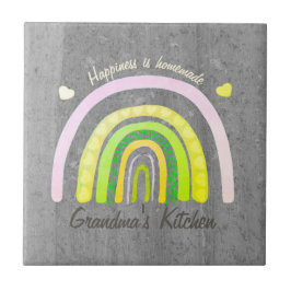 Azulejo Grandma's Kitchen Rainbow 'Happiness is Homemade'