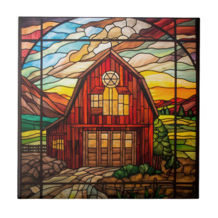 Azulejo granero de vidrio falso manchado