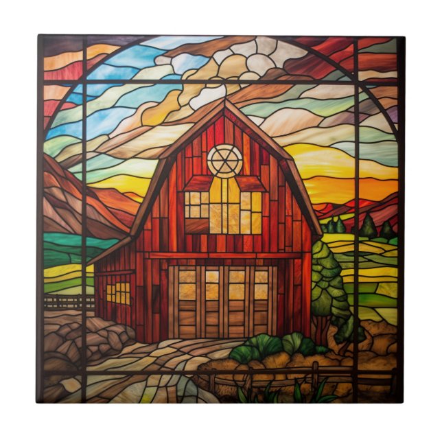 Azulejo granero de vidrio falso manchado (Frente)