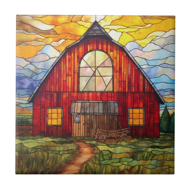 Azulejo granero de vidrio falso manchado (Frente)