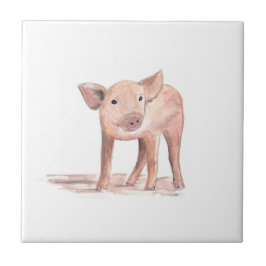 Azulejo Granja de lechón de bebé Animales Acuarela de corr
