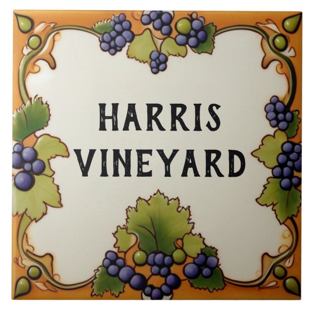Azulejo Granja de uva vitícola Personalizado Casa Nombre R (Frente)