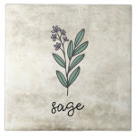 Azulejo Granja Rusbs Sage<br><div class="desc">Hierbas aromáticas en un entorno rústico. Guión simple. Se utilizó una simple acuarela para hacer esta cerámica de granja.</div>