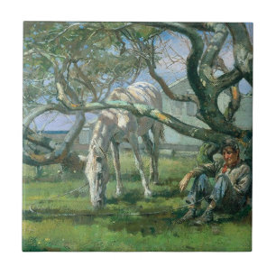 Azulejo Granjero y caballo en Nantucket (Paisaje Rural)