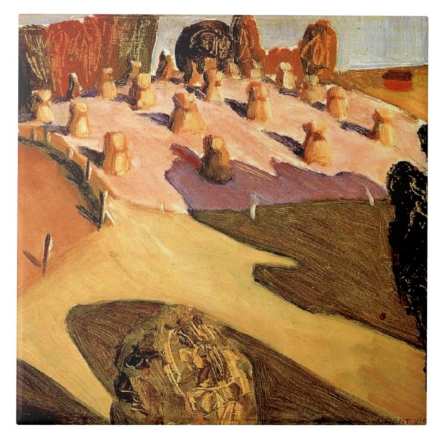 Azulejo Grant Wood, Iowa View, famosa pintura (Frente)