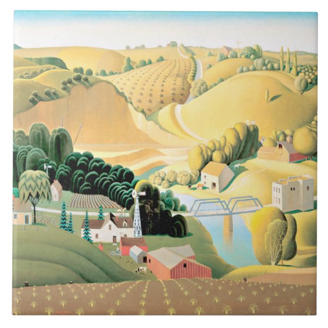 Azulejo Grant Wood - Stone City, Iowa (Frente)