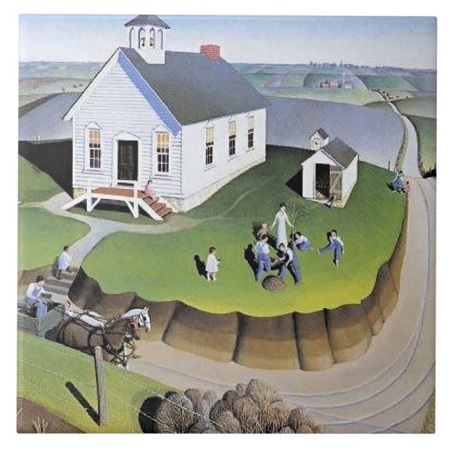 Azulejo Grant Wood's Arbor Day artwork (Frente)
