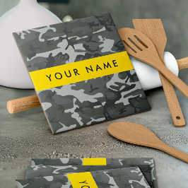 Azulejo Gray Camouflage Pattern, Your name, Personalize