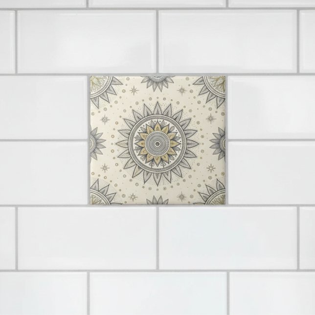 Azulejo Gray Gold Mandala Pattern (Subido por el creador)