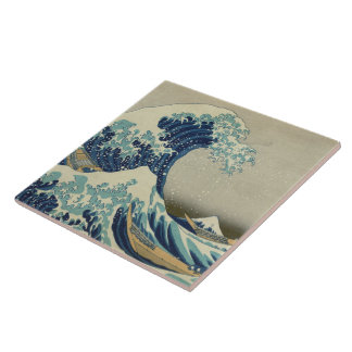 Azulejo "Great Wave off Kanagawa" by Hokusai ceramic tile