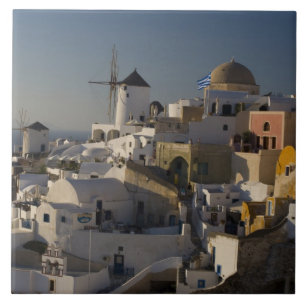 Azulejo Grecia e isla griega de Santorini pueblo de Oia